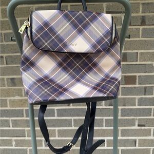 DKNY Purple Plaid Backpack